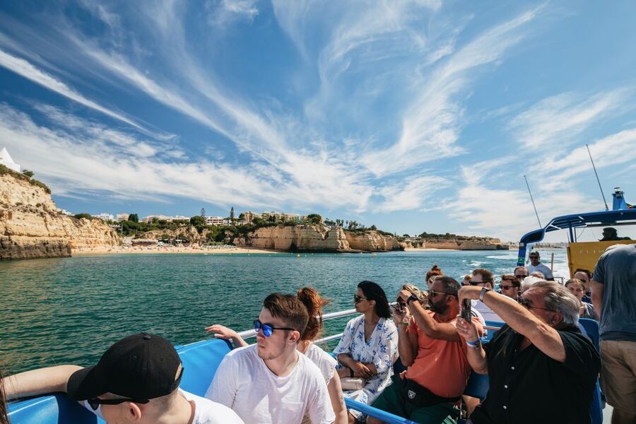 Albufeira: 2.5-Hour Benagil Caves & Dolphin Watching - Yellow Submarine and the natural arch at Albandeira