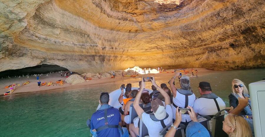 Albufeira: Benagil Cave and Dolphin Sightseeing Boat Cruise - Arrifes, São Rafael, and the first beach views