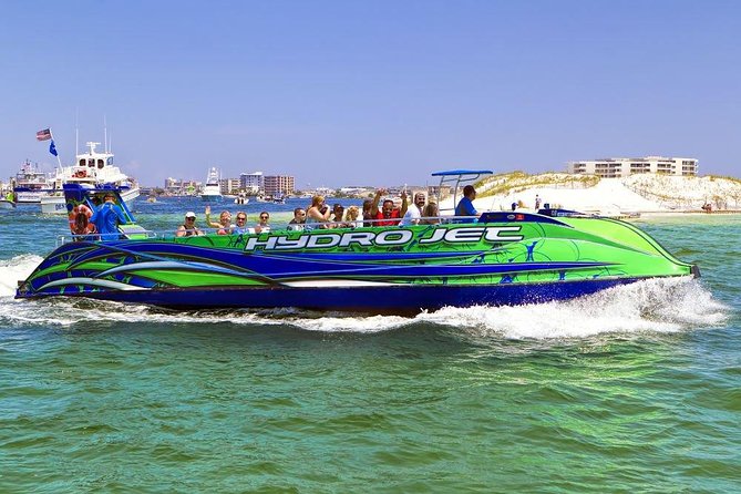 Dolphin & Sunset Cruises in Destin FL aboard the Hydrojet - Leaving Destin Harbor for open Gulf views