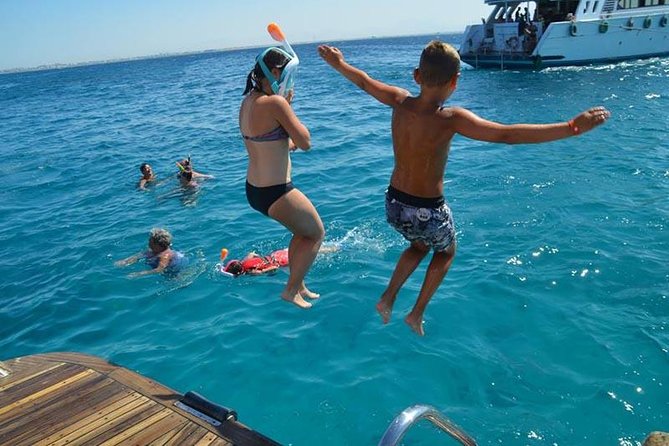 Dolphin Tour in Hurghada - The first snorkeling stop in clear Red Sea water