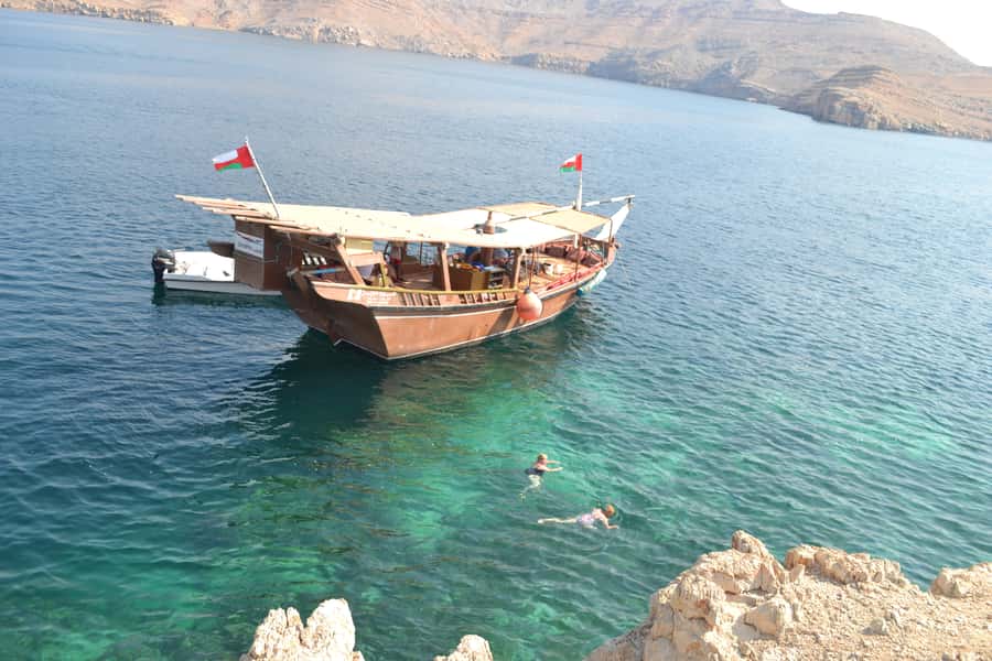 From UAE: Musandam Khasab Dolphin Watching Trip with Lunch - Boarding the Omani dhow at 9:30 AM