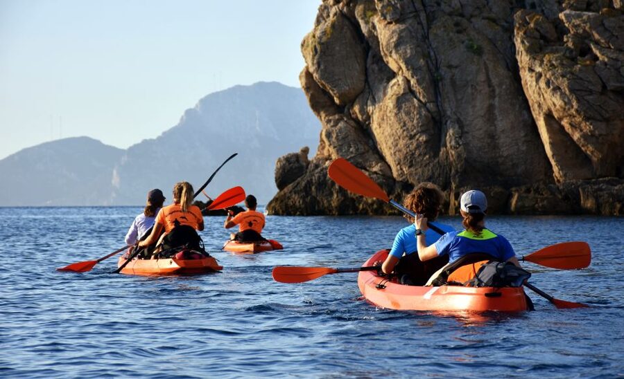 Golfo Aranci: Kayak Tour with Dolphins and Aperitif - Paddling toward Cala Moresca