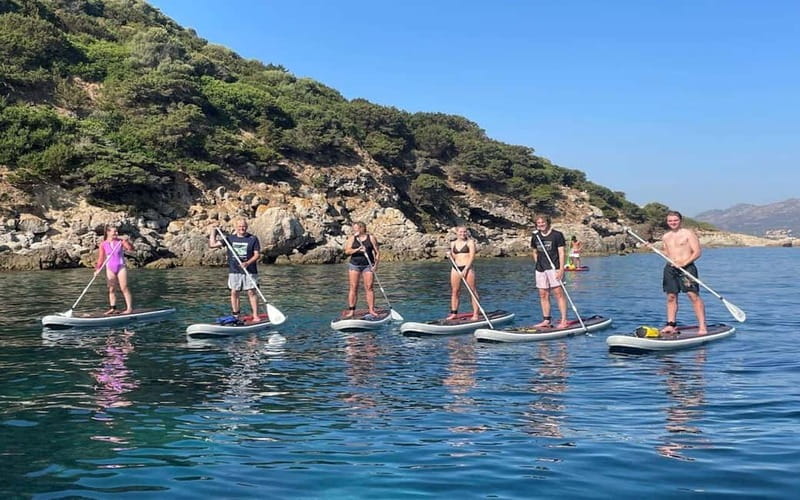 Golfo Aranci tour SUP Paddleboard Dolphin watching, aperitif - Paddling across to Isola di Figarolo
