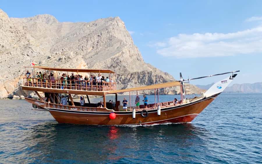 Khasab: Dolphin Watching Day Tour with Snorkeling & Lunch - Khor Ash Sham from a traditional dhow