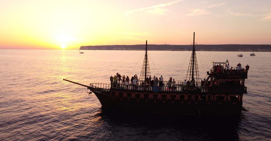 Lampedusa: Sunset Dolphin Sighting on a Pirate Ship - Boarding at Favaloro Pier at 17:30