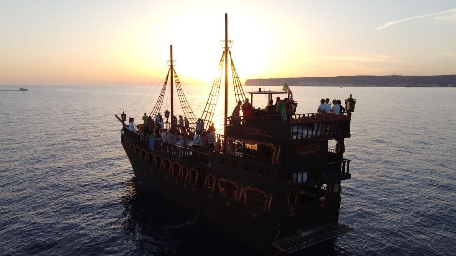 Lampedusa: Sunset Dolphin Sighting on a Pirate Ship - Sunset colors and the search for dolphins