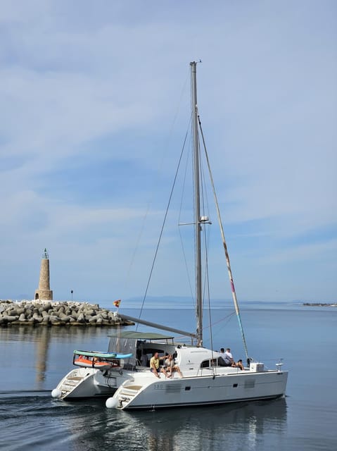 Marbella: Group Dolphin Watching Catamaran Tour with Snacks - Weather, clothing, and comfort