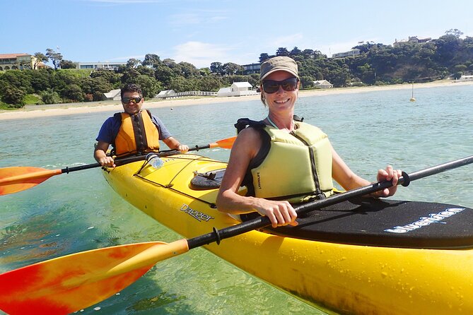 Mornington Peninsula Kayak Coastline Tour of Dolphin Sanctuary - Learning to handle a double kayak