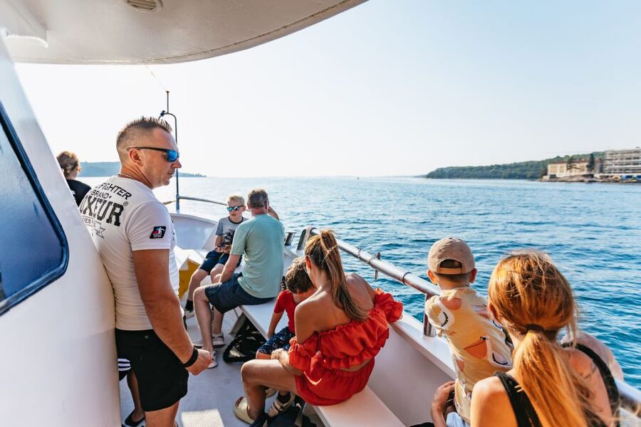 Pula: Dolphin&Sunset Cruise in Brijuni with Dinner&Drinks - The golden-hour dolphin stop