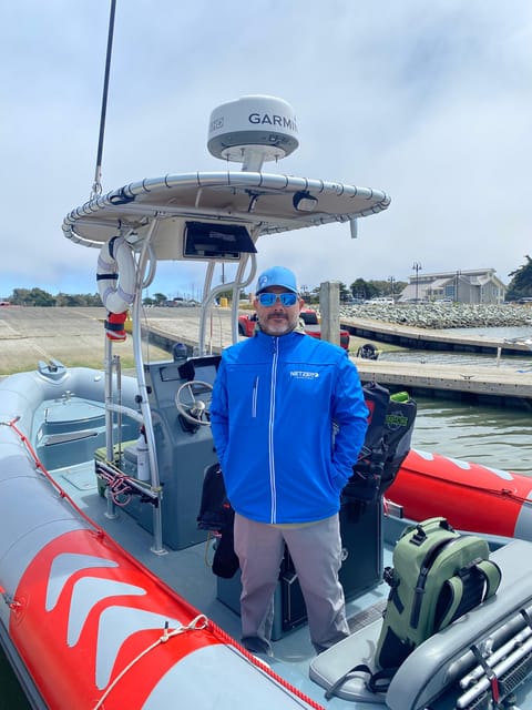 San Diego: Whale and Dolphin Watching Speedboat Tour - Leaving Seaforth Marina in a six-person Zodiac