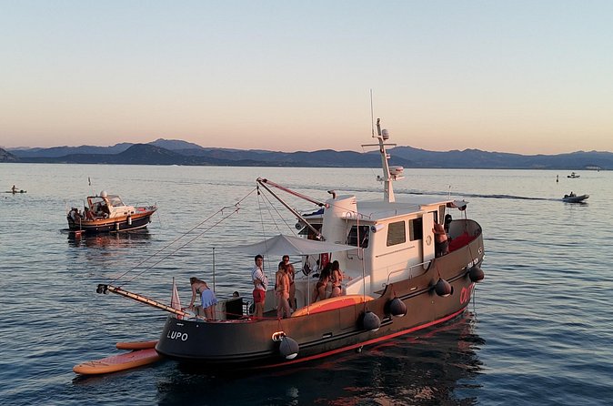Sunset with dolphins on a vintage tugboat in Golfo Aranci - The sunset timing is one of the smartest choices
